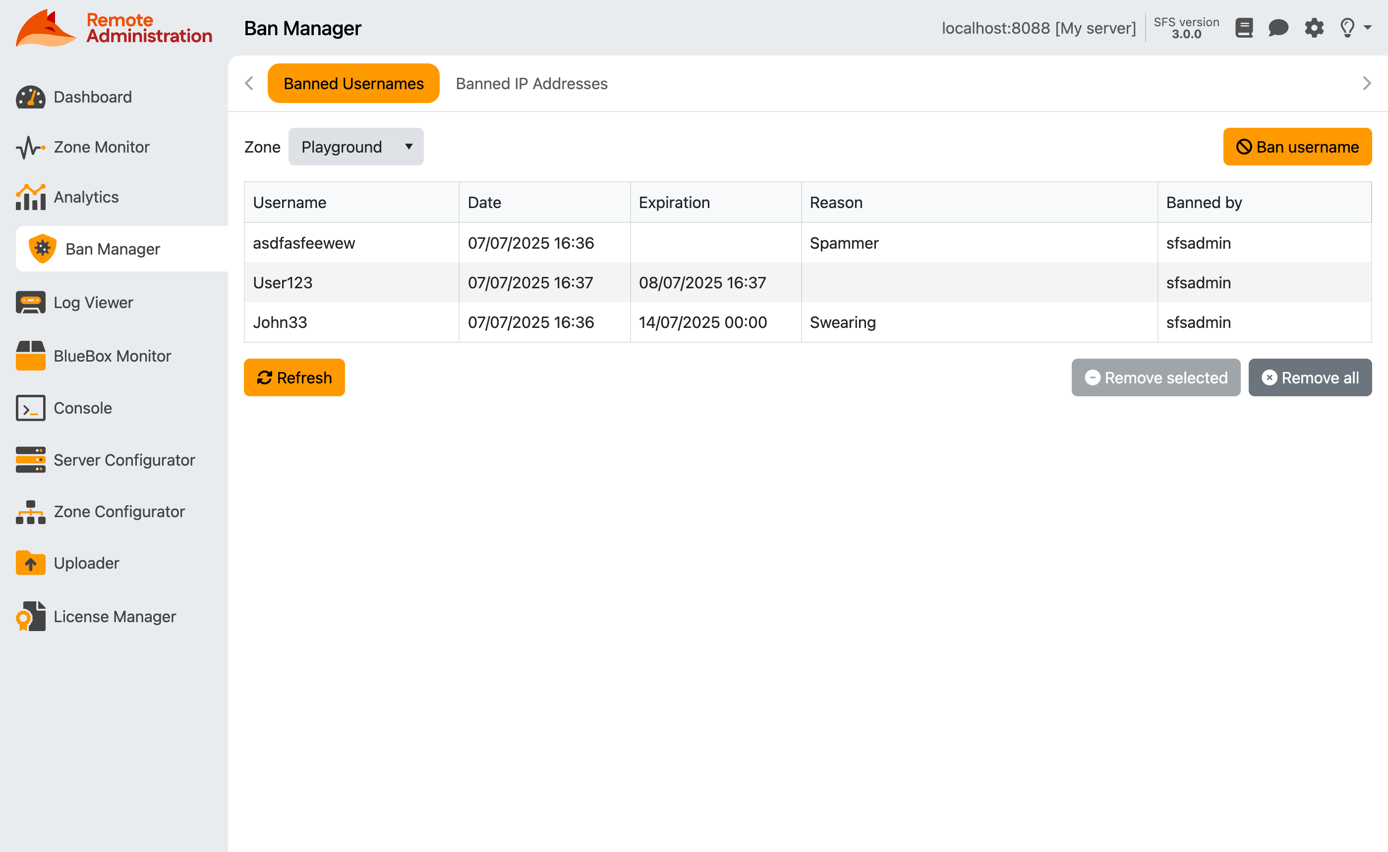 Ban Manager screenshot