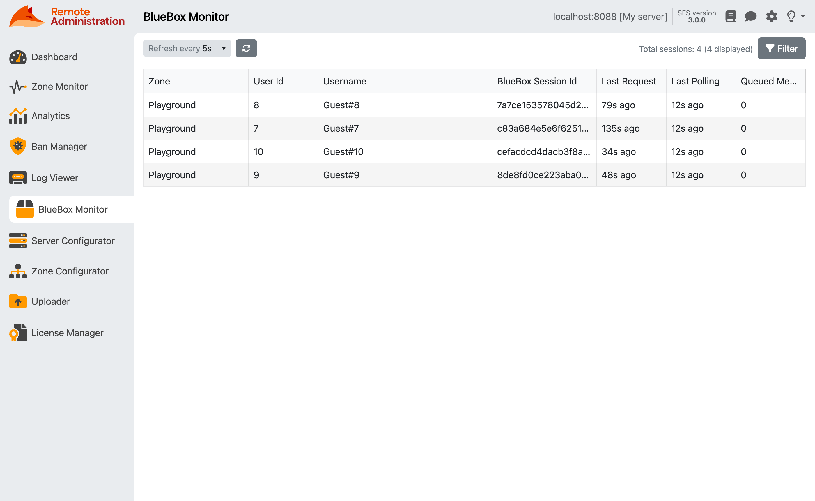 BlueBox Monitor screenshot