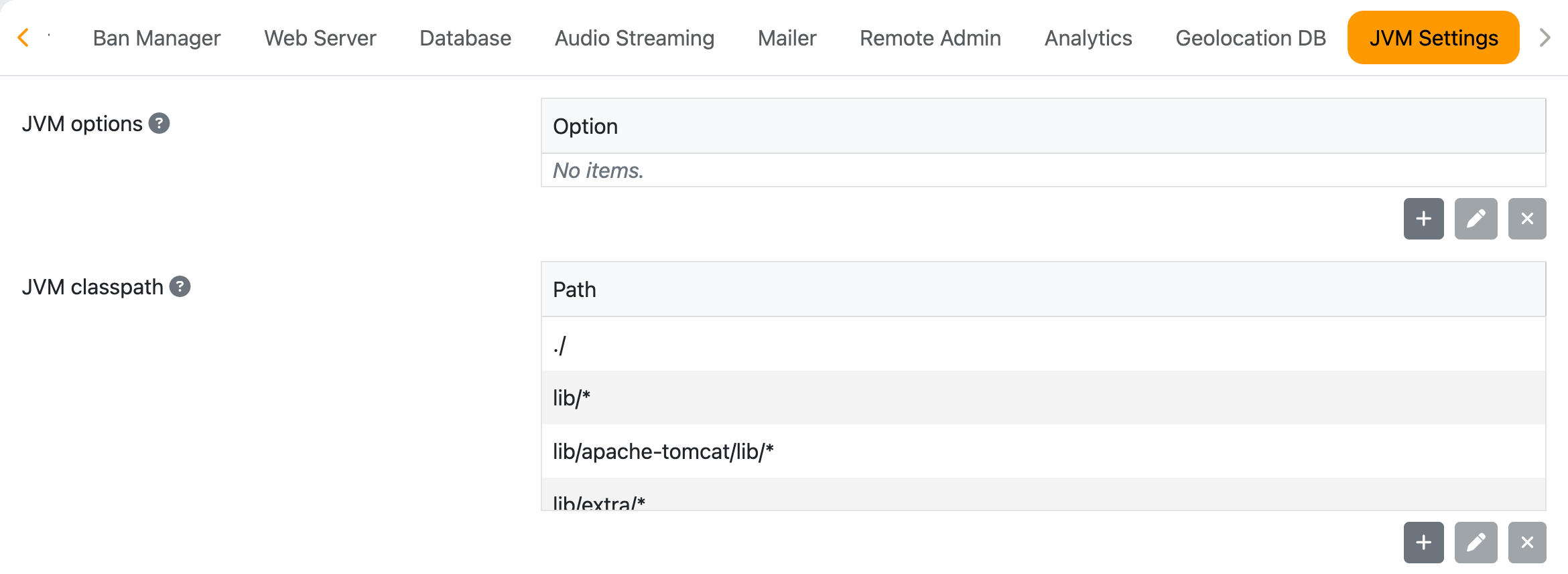 JVM Settings