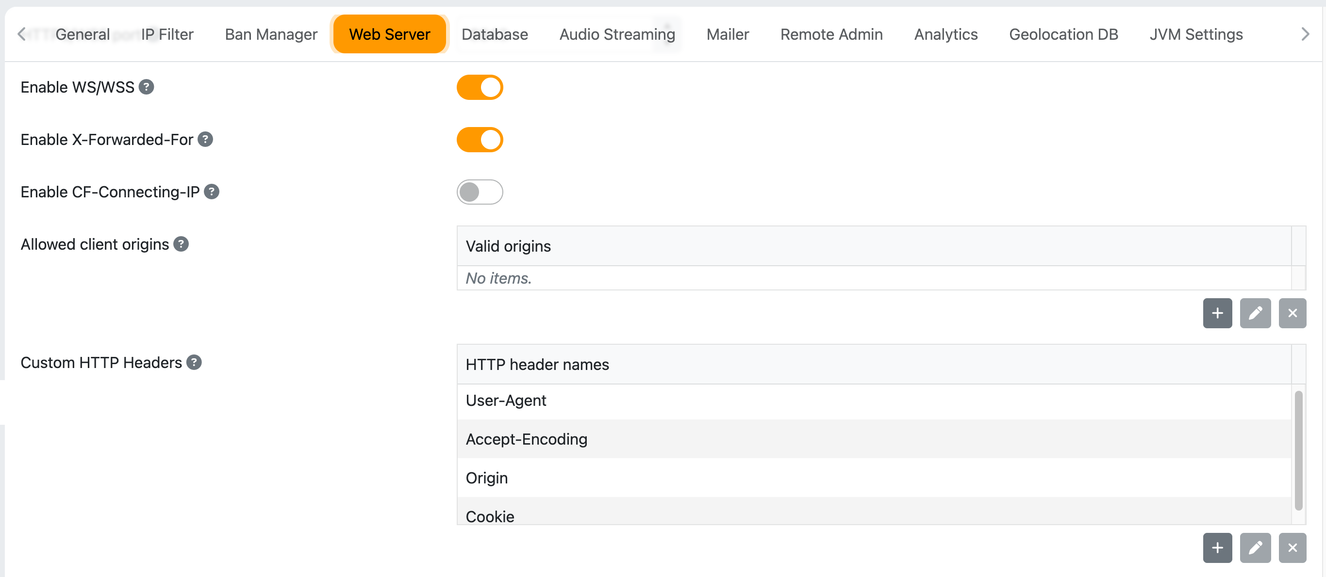 admin custom headers