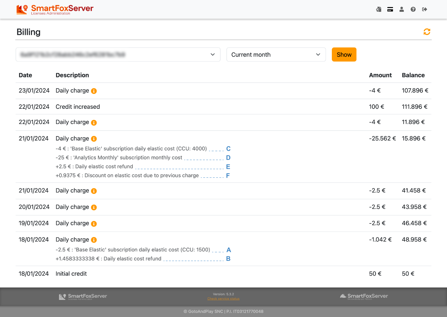 License billing